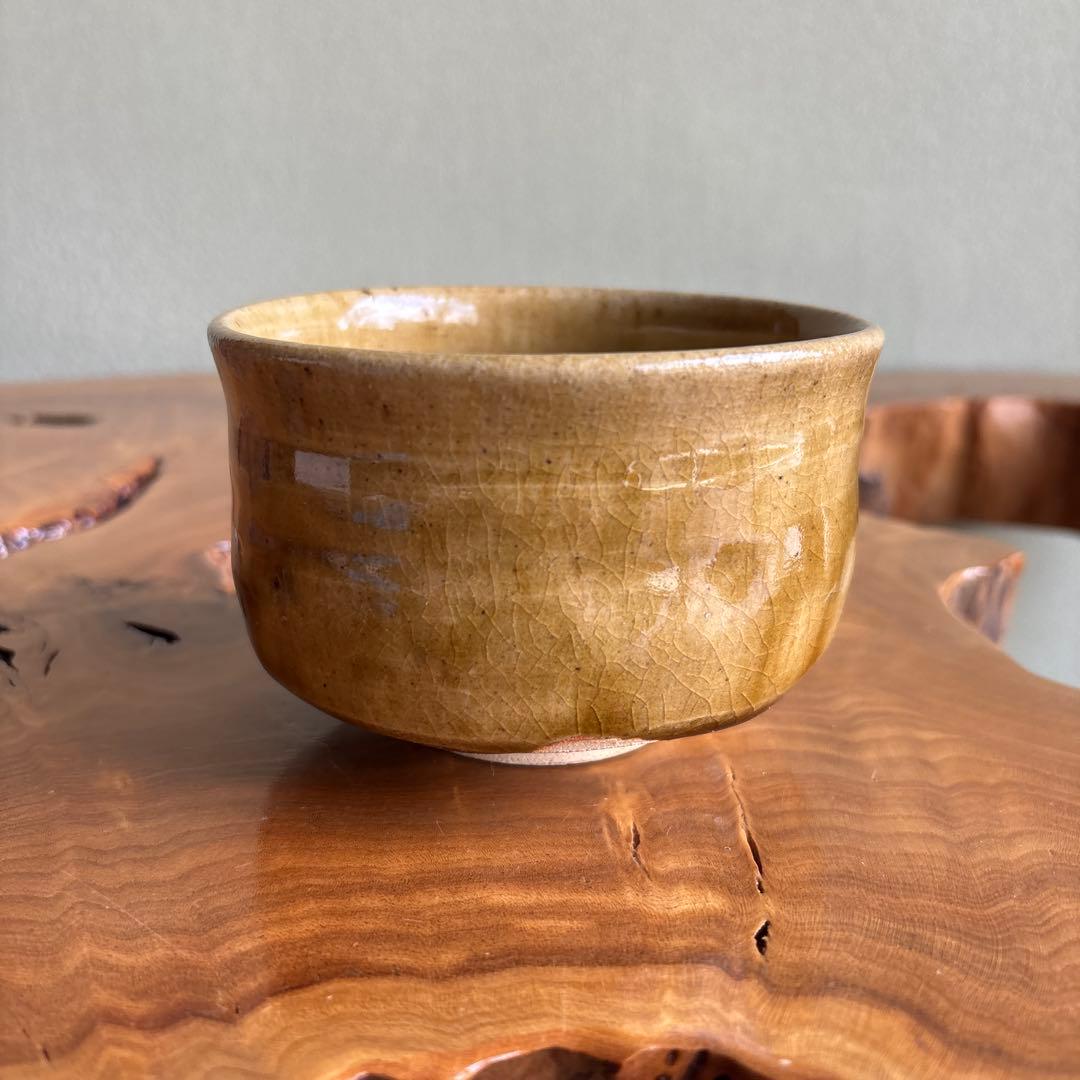 Kiseto Matcha Bowl by Tsukimura Masahiko — Mino Amber Glaze, Tanpan Spot, Signed Wooden Box