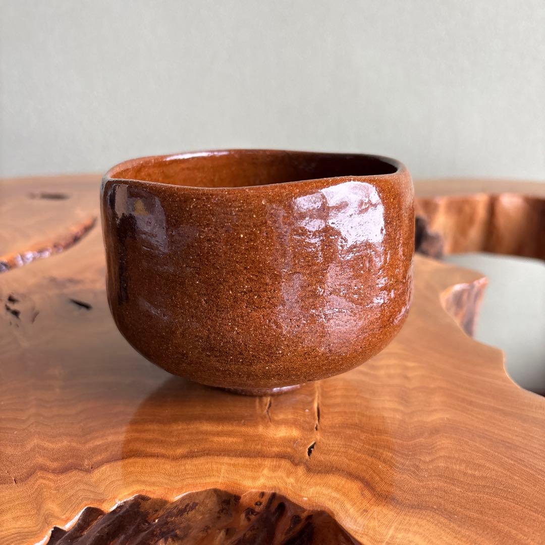 Ohi Ware Ame-yu Tea Bowl by Ohi Choami - Amber Glaze Chawan Raku Lineage with Tomobako