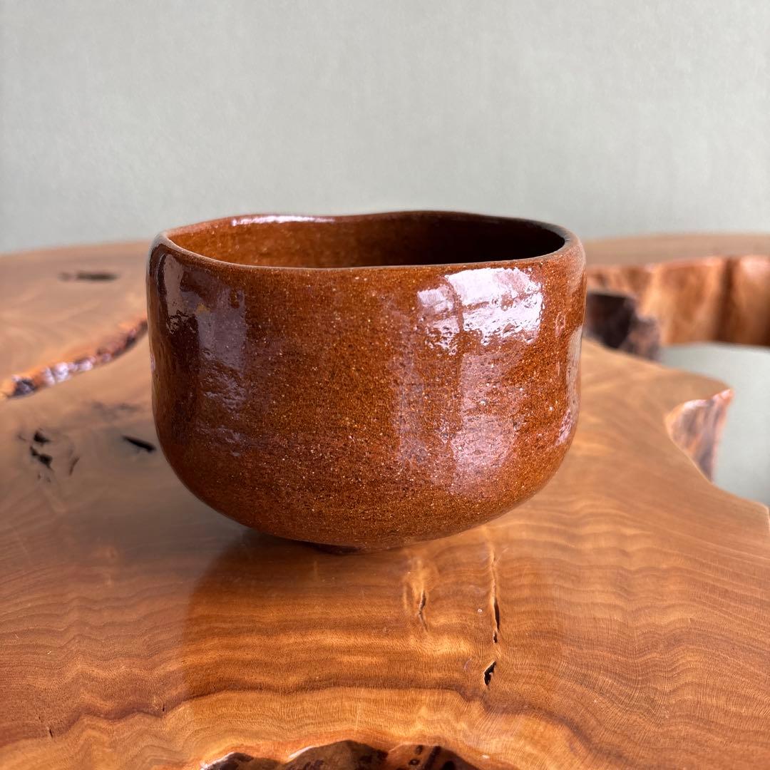 Ohi Ware Ame-yu Tea Bowl by Ohi Choami - Amber Glaze Chawan Raku Lineage with Tomobako
