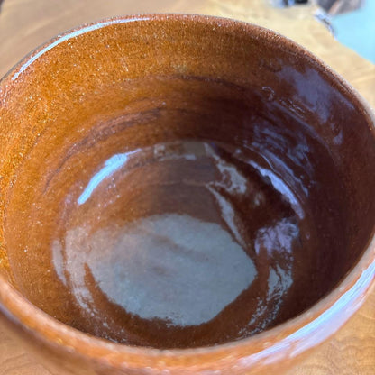 Ohi Ware Ame-yu Tea Bowl by Ohi Choami - Amber Glaze Chawan Raku Lineage with Tomobako