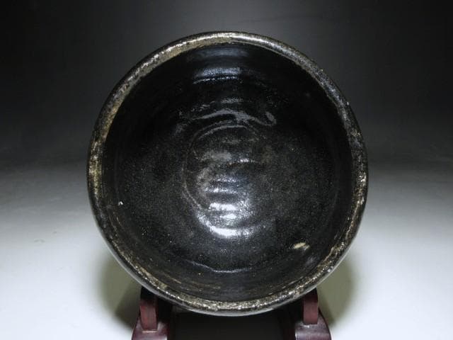 Kuro Raku Chawan Black Tea Bowl by Raku Ryonyu IX with Tannyu X Hakogaki, Antique Kiri Box, Edo Period Japanese Tea Ceremony Ware