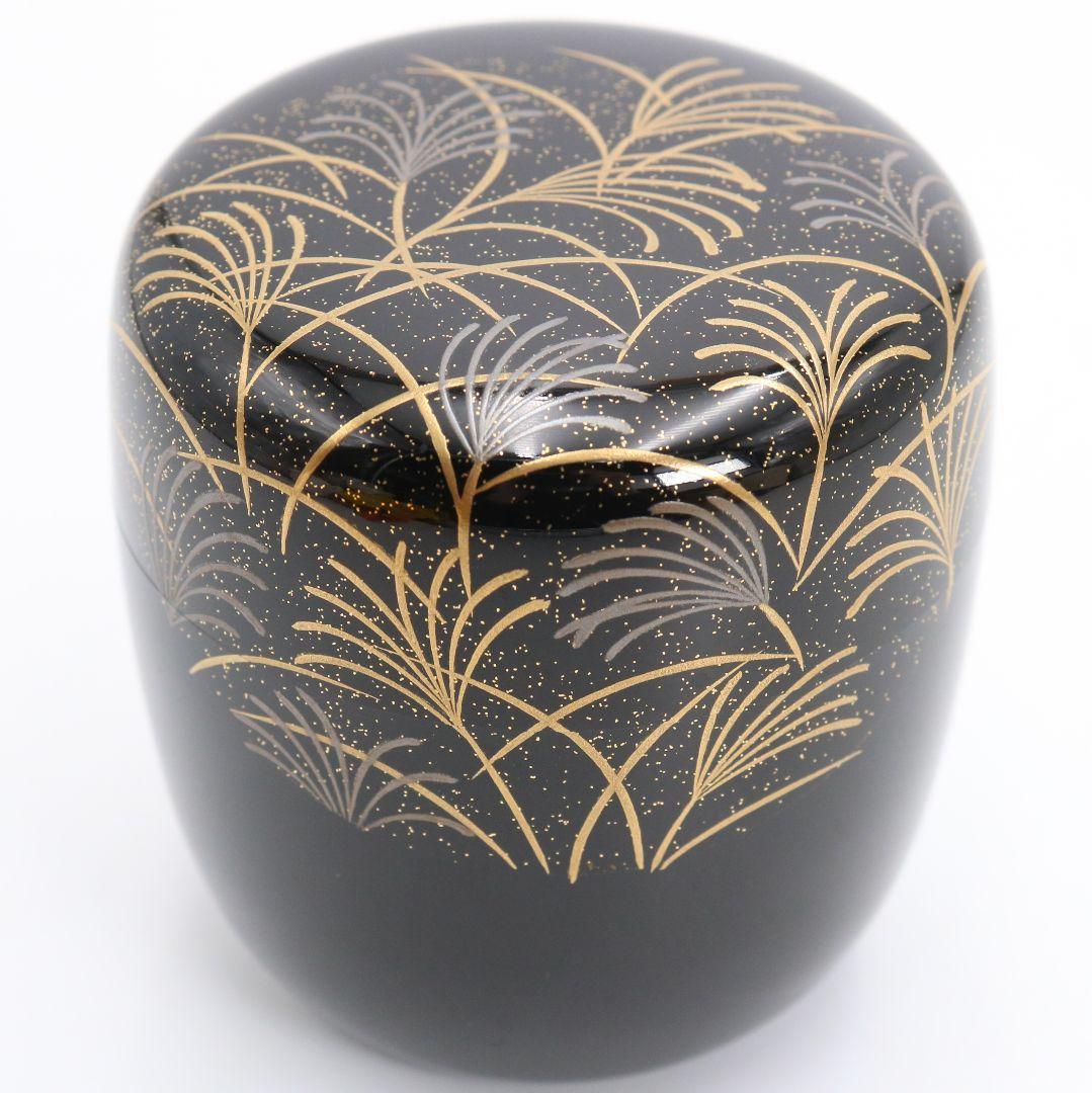 Musashino Maki-e Lacquer Tea Caddy by Tanaka Soryo — Natsume