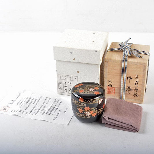 Wajima Tatsuta-gawa Maki-e Natsume Tea Caddy by Yonemoto Shohaku