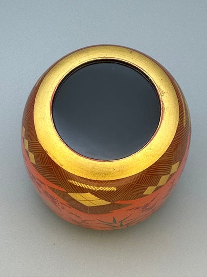 Color Lacquer Natsume by Kanamori Haruji – Japanese Tea Caddy – Makie Art – Japan