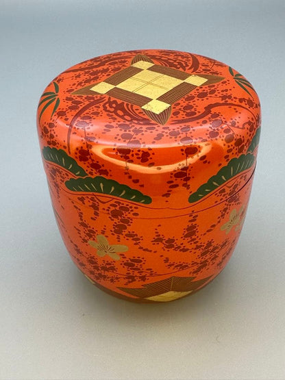 Color Lacquer Natsume by Kanamori Haruji – Japanese Tea Caddy – Makie Art – Japan