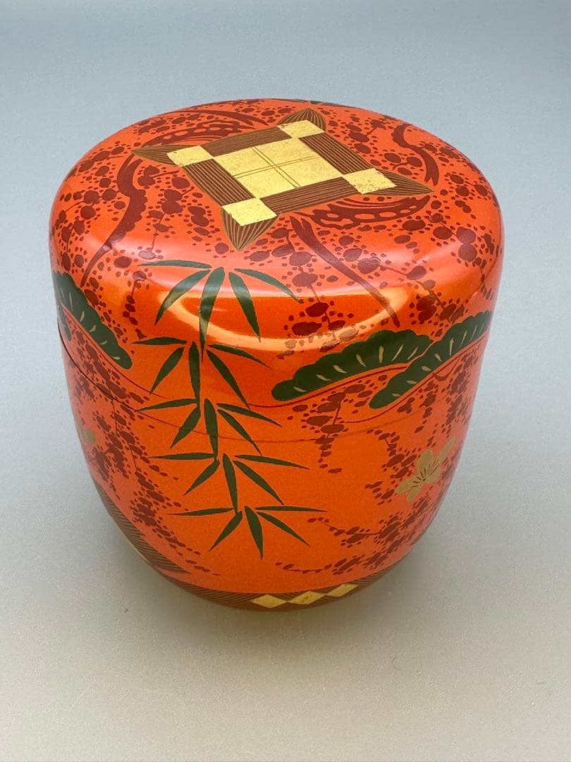Color Lacquer Natsume by Kanamori Haruji – Japanese Tea Caddy – Makie Art – Japan