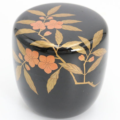 Sakashita Yuho — Peach Blossom Maki-e Natsume | Japanese Lacquer Tea Caddy
