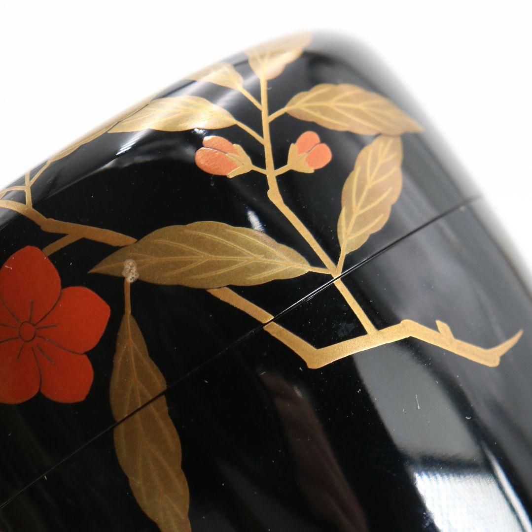 Sakashita Yuho — Peach Blossom Maki-e Natsume | Japanese Lacquer Tea Caddy