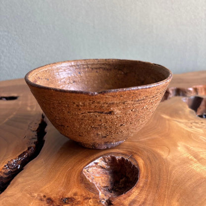 Echizen-yaki Tea Bowl from Genpingama Kiln — Iron Stoneware Wabi Chawan