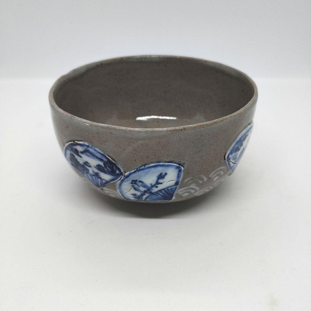 Kotoji-yaki Ceramic Porcelain Fusion Tea Bowl by Hekisui - Fan Medallion Chawan