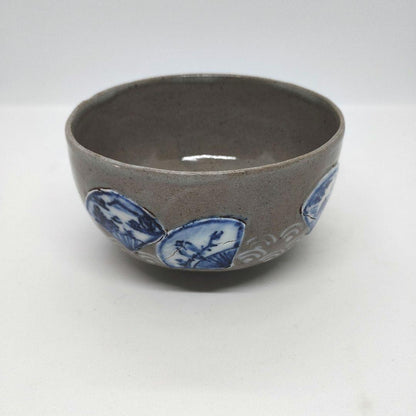 Kotoji-yaki Ceramic Porcelain Fusion Tea Bowl by Hekisui - Fan Medallion Chawan
