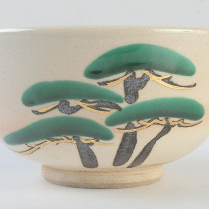 Miura Chikken — Kenzan-utsushi Pine Motif Chawan, Tomobako | Kyoto Tea Bowl