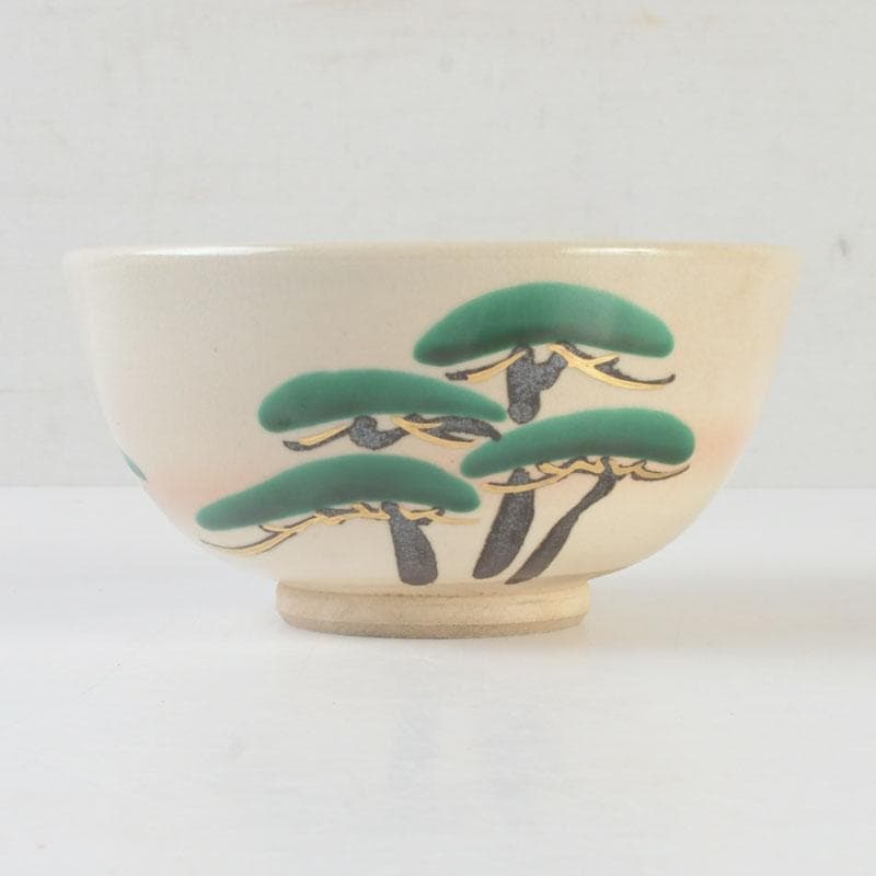 Miura Chikken — Kenzan-utsushi Pine Motif Chawan, Tomobako | Kyoto Tea Bowl