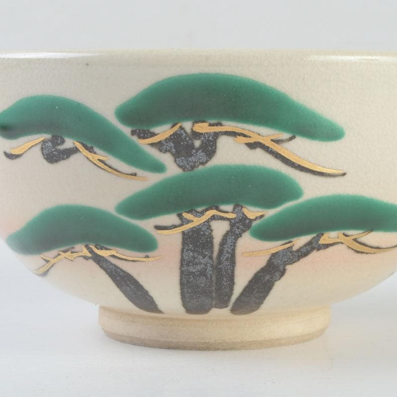 Miura Chikken — Kenzan-utsushi Pine Motif Chawan, Tomobako | Kyoto Tea Bowl