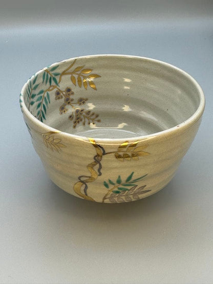 Iroe Wisteria Matcha Bowl by Tanaka Juho — Kyoto Overglaze Enamel Chawan with Tomobako