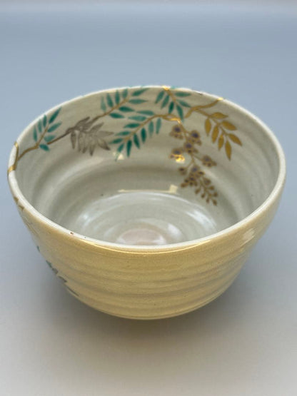 Iroe Wisteria Matcha Bowl by Tanaka Juho — Kyoto Overglaze Enamel Chawan with Tomobako