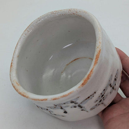 Shino Chawan by Sato Kayu — Iron-Painted Mino Matcha Bowl, Signed Box