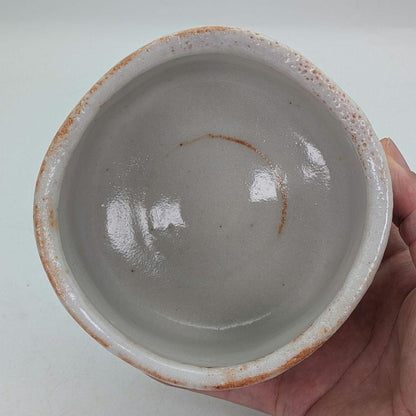 Shino Chawan by Sato Kayu — Iron-Painted Mino Matcha Bowl, Signed Box