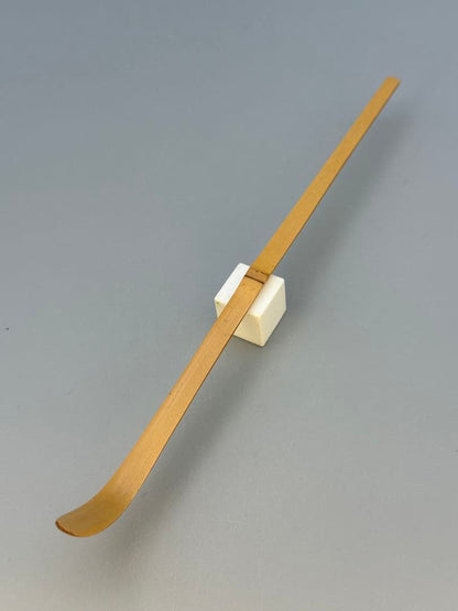 Chashaku Tea Scoop by Nangaku, 517th Abbot of Daitoku-ji — Named 'Fukuju', Bamboo Tube & Wood Box
