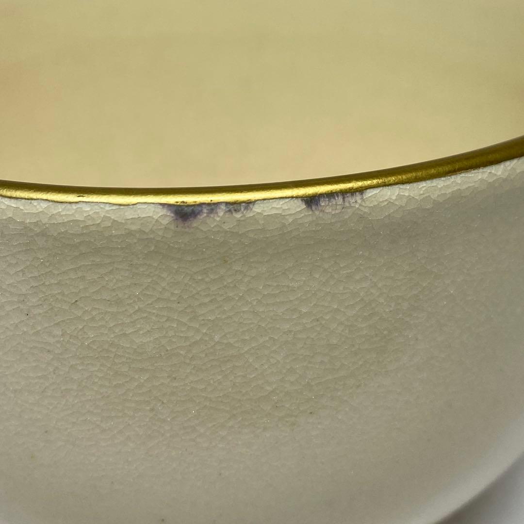 Heian Toraku Ninsei-Style Gold Crane Chawan Kyo-yaki Tea Bowl