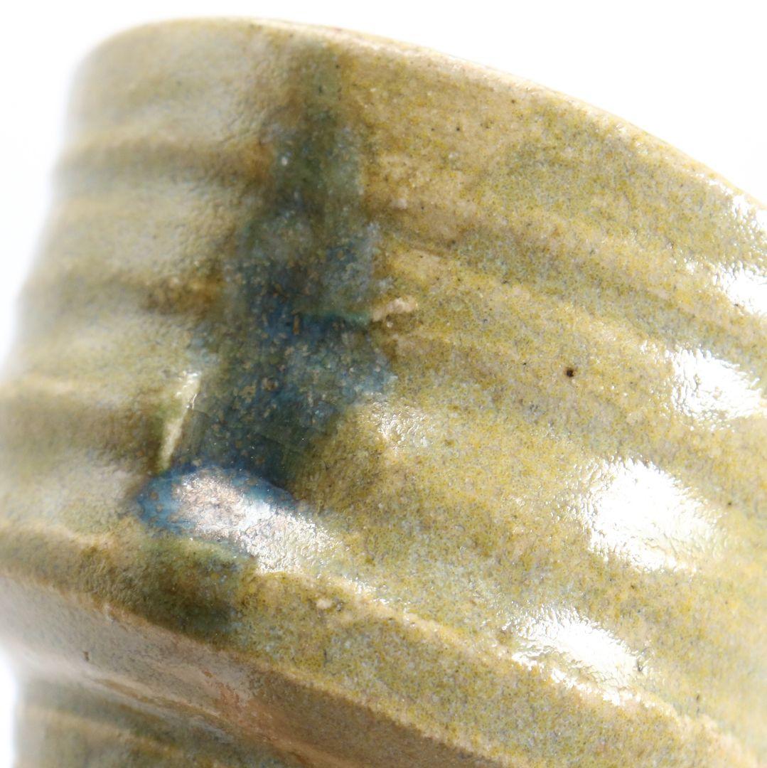 Kiseto Sake Cup attributed to Kitaoji Rosanjin, Japanese Stoneware Guinomi with Signed Tomobako Wooden Box