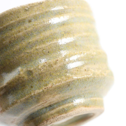 Kiseto Sake Cup attributed to Kitaoji Rosanjin, Japanese Stoneware Guinomi with Signed Tomobako Wooden Box