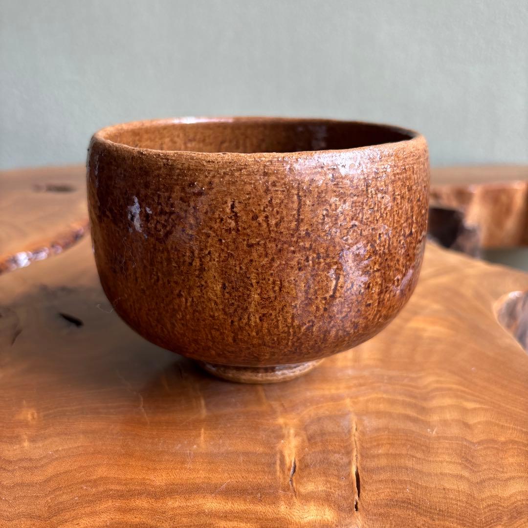 Raku Chawan, Amber Ame-Yu Glaze, Soraku Workshop, Signed Tomobako