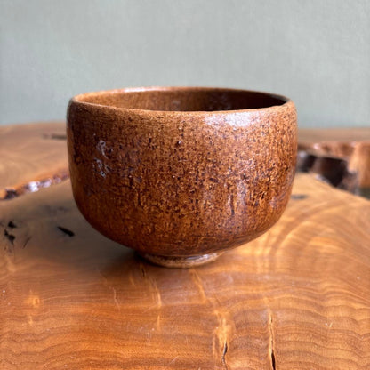 Raku Chawan, Amber Ame-Yu Glaze, Soraku Workshop, Signed Tomobako