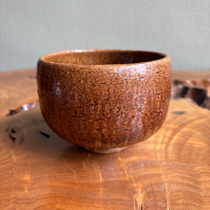 Raku Chawan, Amber Ame-Yu Glaze, Soraku Workshop, Signed Tomobako
