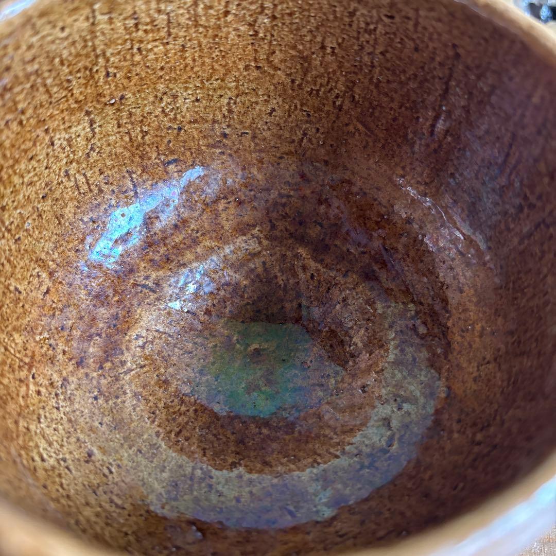 Raku Chawan, Amber Ame-Yu Glaze, Soraku Workshop, Signed Tomobako