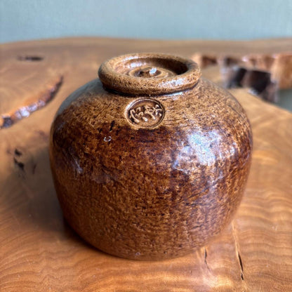 Raku Chawan, Amber Ame-Yu Glaze, Soraku Workshop, Signed Tomobako