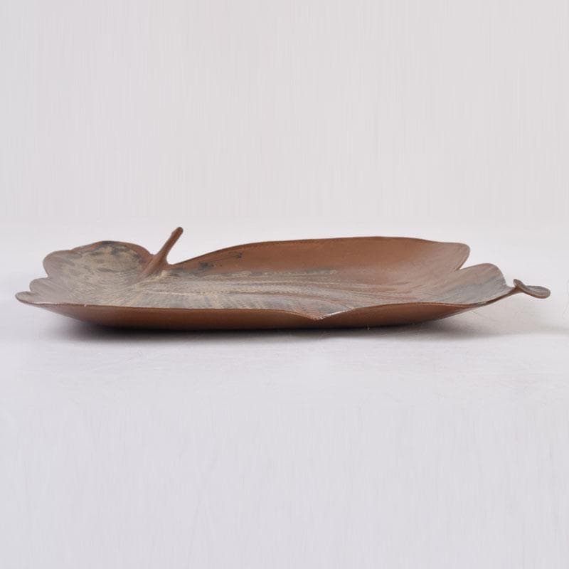 Takaoka Cast Bronze Leaf Tray by Nishimura Yoshimitsu with Tomobako