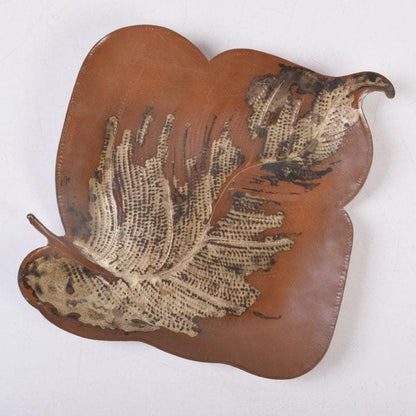 Takaoka Cast Bronze Leaf Tray by Nishimura Yoshimitsu with Tomobako