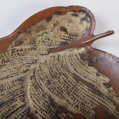 Takaoka Cast Bronze Leaf Tray by Nishimura Yoshimitsu with Tomobako