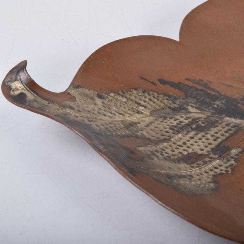 Takaoka Cast Bronze Leaf Tray by Nishimura Yoshimitsu with Tomobako