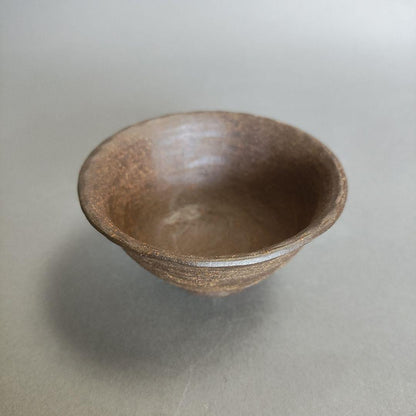 Sasaoka Shunzan Banko Ware Guinomi - Dark Yakishime Sake Cup from Mie Prefecture