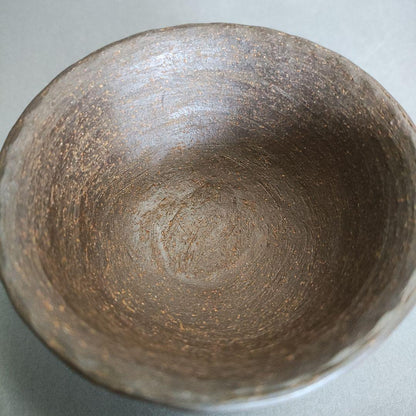Sasaoka Shunzan Banko Ware Guinomi - Dark Yakishime Sake Cup from Mie Prefecture