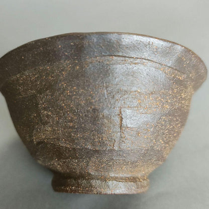 Sasaoka Shunzan Banko Ware Guinomi - Dark Yakishime Sake Cup from Mie Prefecture