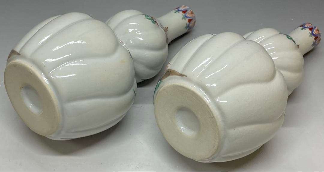 Kakiemon Double Gourd Vase Pair — Phoenix Iro-e Porcelain Set of 2