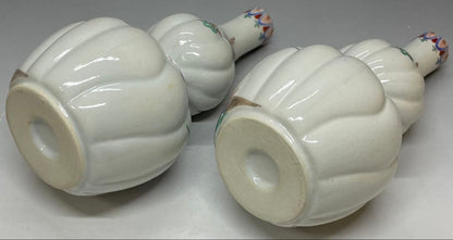 Kakiemon Double Gourd Vase Pair — Phoenix Iro-e Porcelain Set of 2
