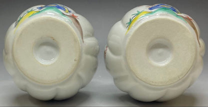 Kakiemon Double Gourd Vase Pair — Phoenix Iro-e Porcelain Set of 2