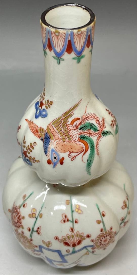 Kakiemon Double Gourd Vase Pair — Phoenix Iro-e Porcelain Set of 2