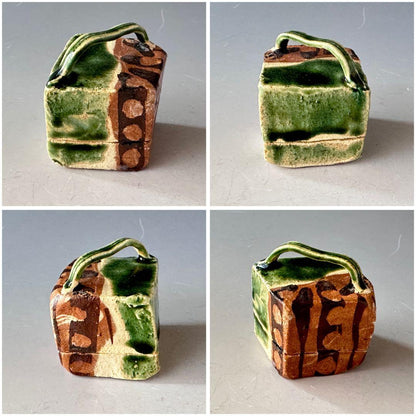 Narumi Oribe Incense Container by Motomura Sachi — Gesshin Kiln Kogo