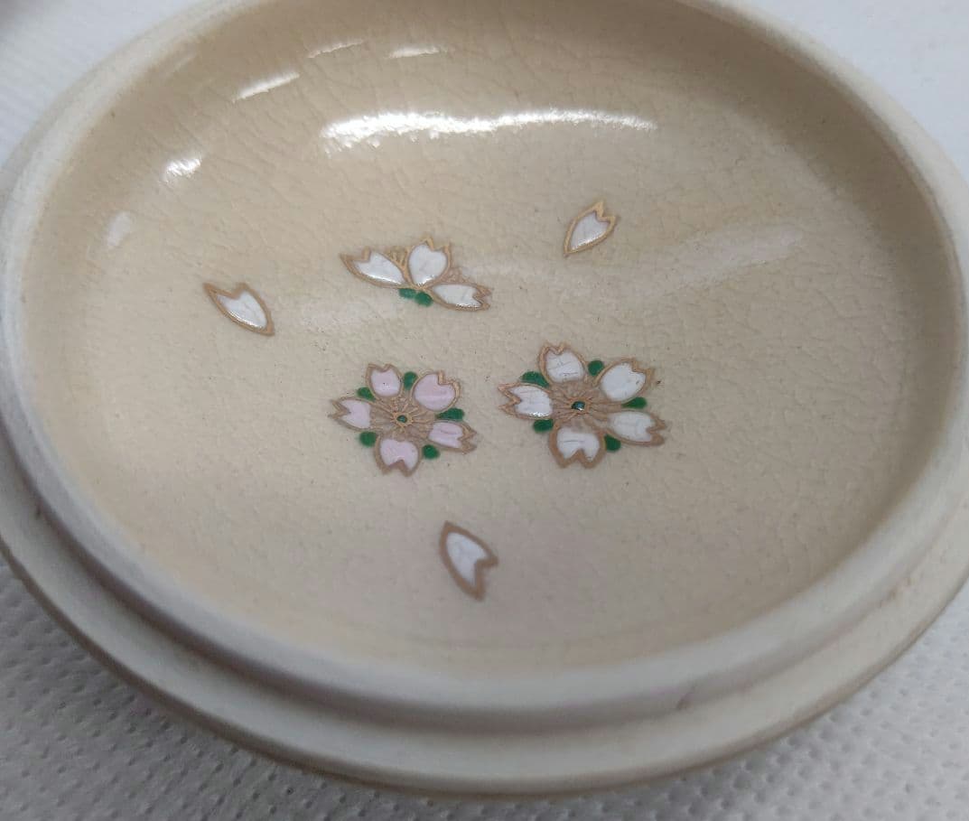 Satsuma Ware Cherry Blossom Kogo Incense Container - Shimazu Kiln