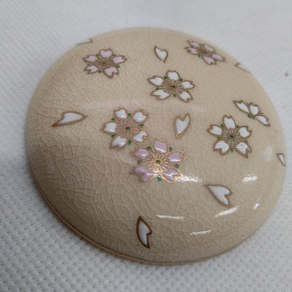 Satsuma Ware Cherry Blossom Kogo Incense Container - Shimazu Kiln