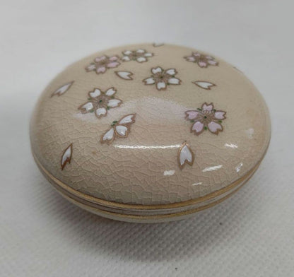 Satsuma Ware Cherry Blossom Kogo Incense Container - Shimazu Kiln