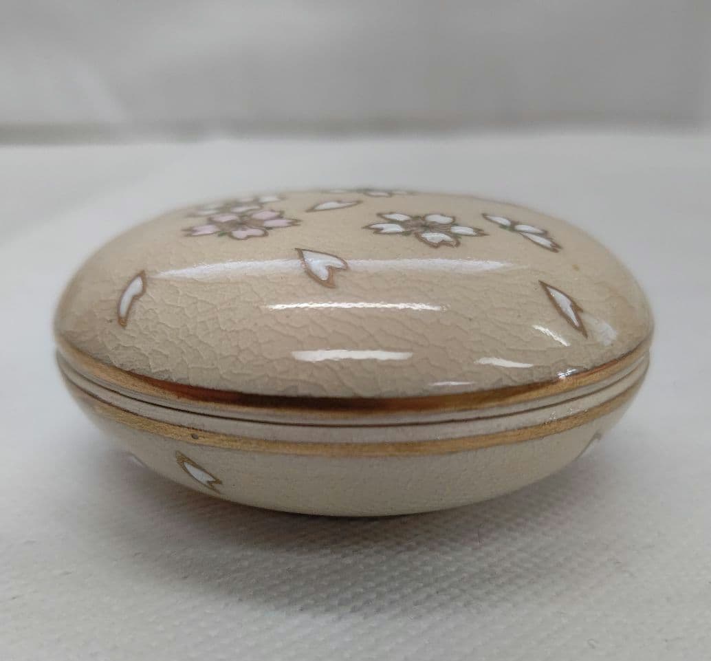Satsuma Ware Cherry Blossom Kogo Incense Container - Shimazu Kiln
