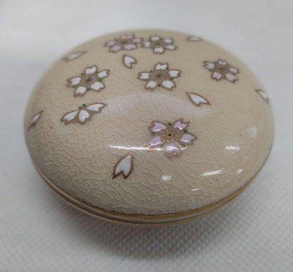Satsuma Ware Cherry Blossom Kogo Incense Container - Shimazu Kiln