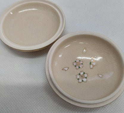 Satsuma Ware Cherry Blossom Kogo Incense Container - Shimazu Kiln