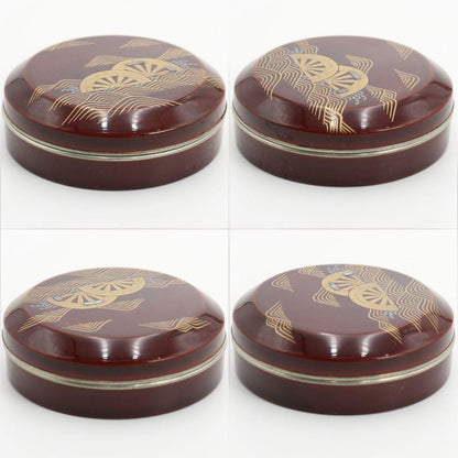 Tame-nuri Lacquer Kogo Incense Box by Sasaki Reiho — Genjiguruma Maki-e with Aogai & Tin Rim